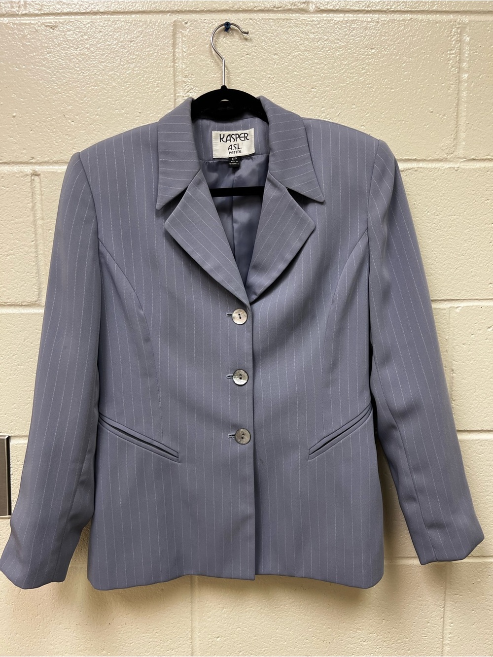 Kasper Women's Slate Blue Pinstripe Blazer